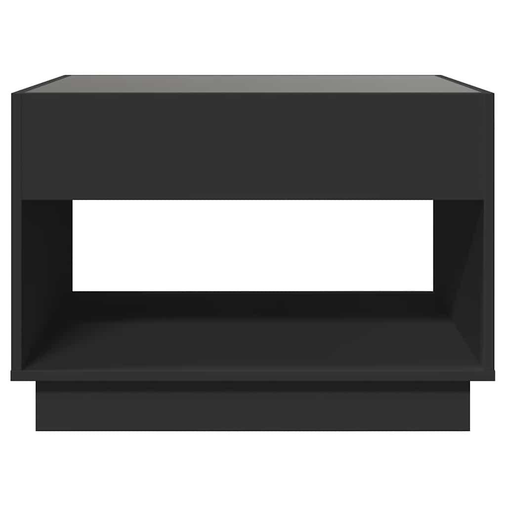 fekete végtelen hatású LED-es dohányzóasztal 70 x 50 x 50 cm