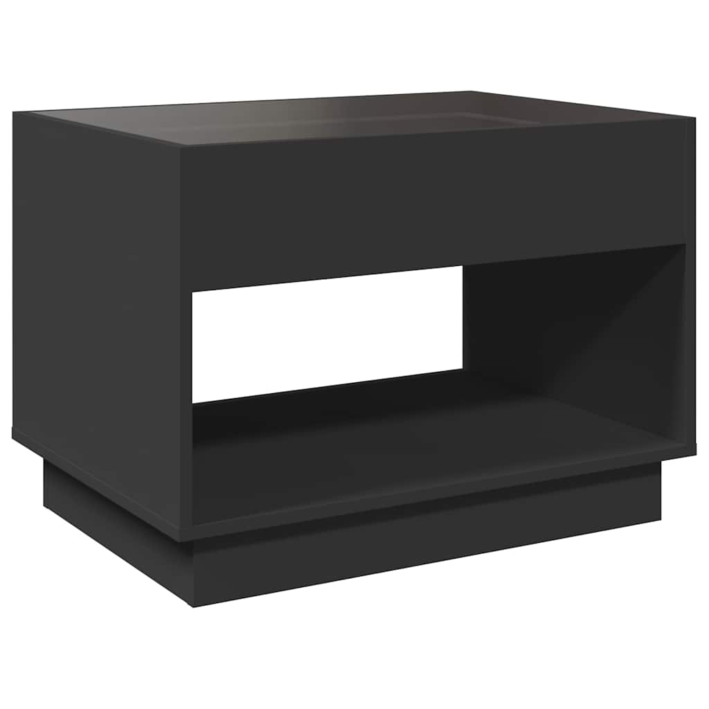 fekete végtelen hatású LED-es dohányzóasztal 70 x 50 x 50 cm