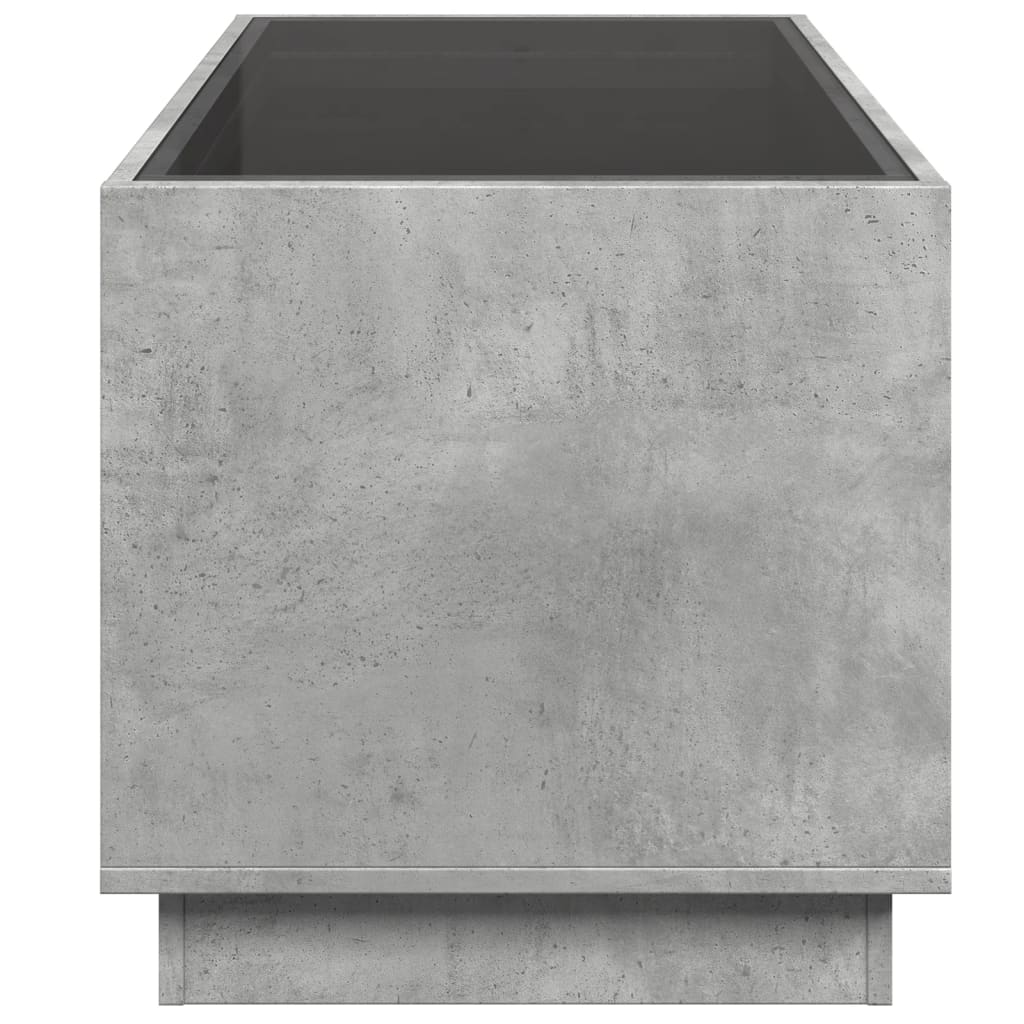 betonszürke végtelen hatású LED-es dohányzóasztal 70x50x50 cm