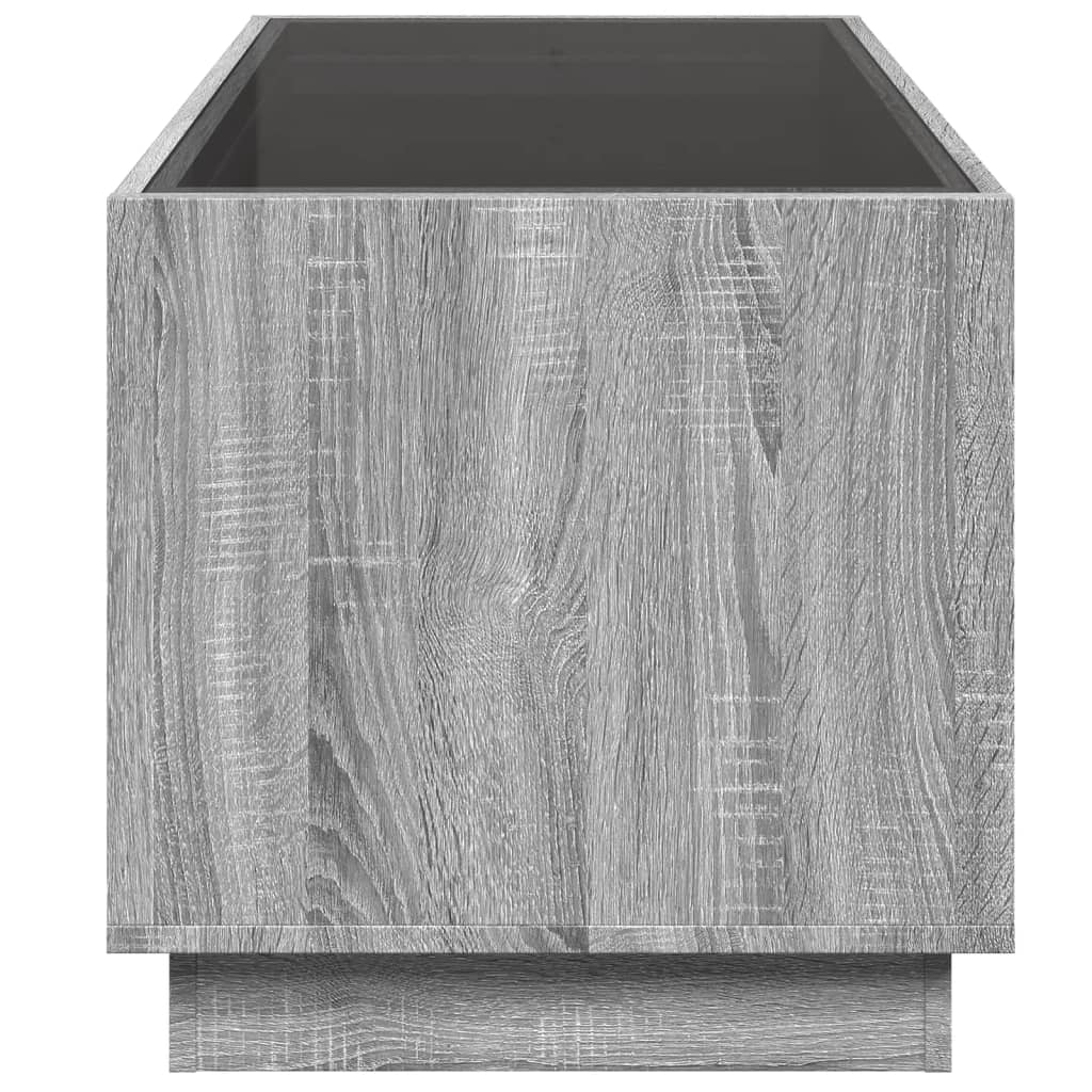 szürke sonoma végtelen hatású LED-es dohányzóasztal 70x50x50 cm