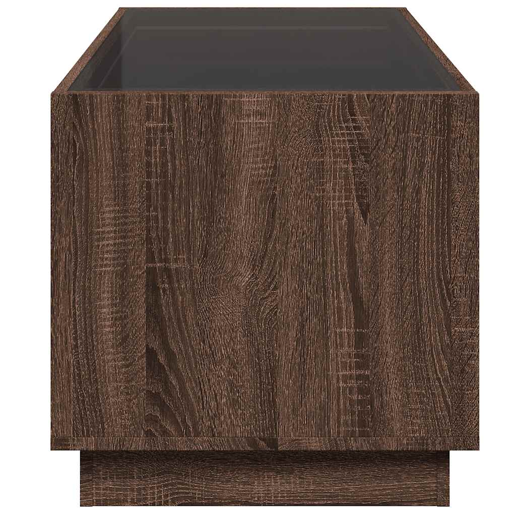 barna tölgy végtelen hatású LED-es dohányzóasztal 70x50x50 cm