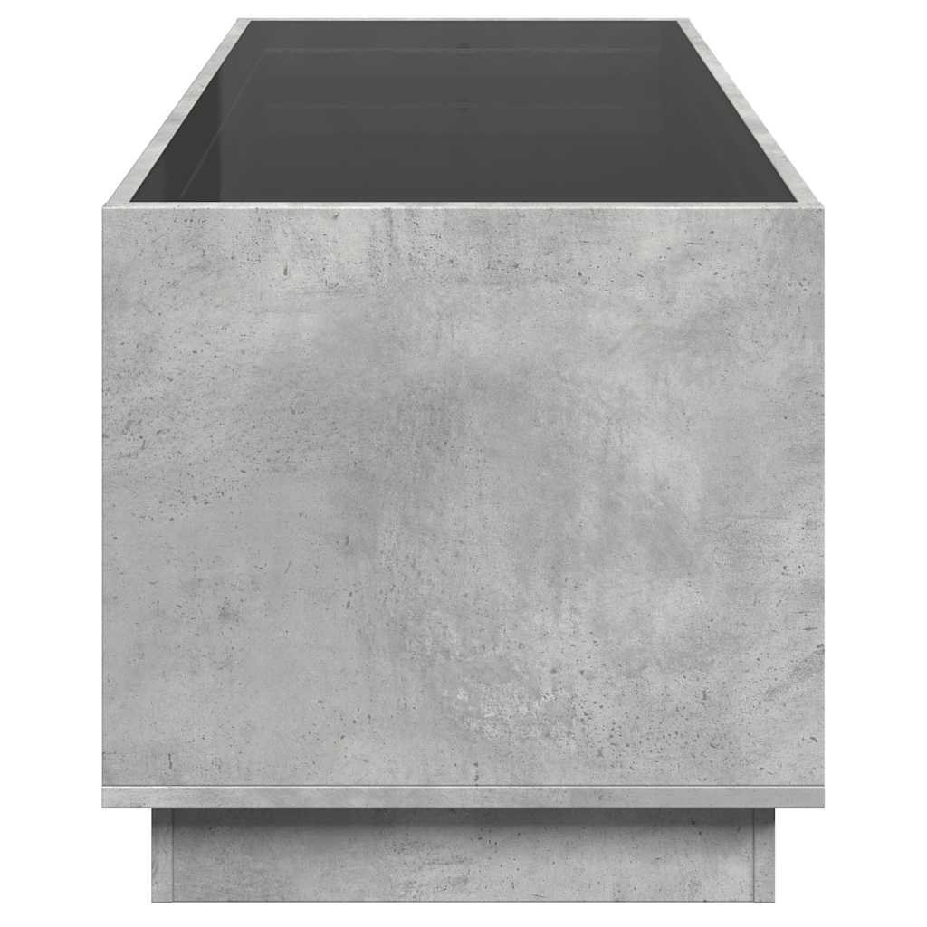 betonszürke végtelen hatású LED-es dohányzóasztal 90x50x50 cm
