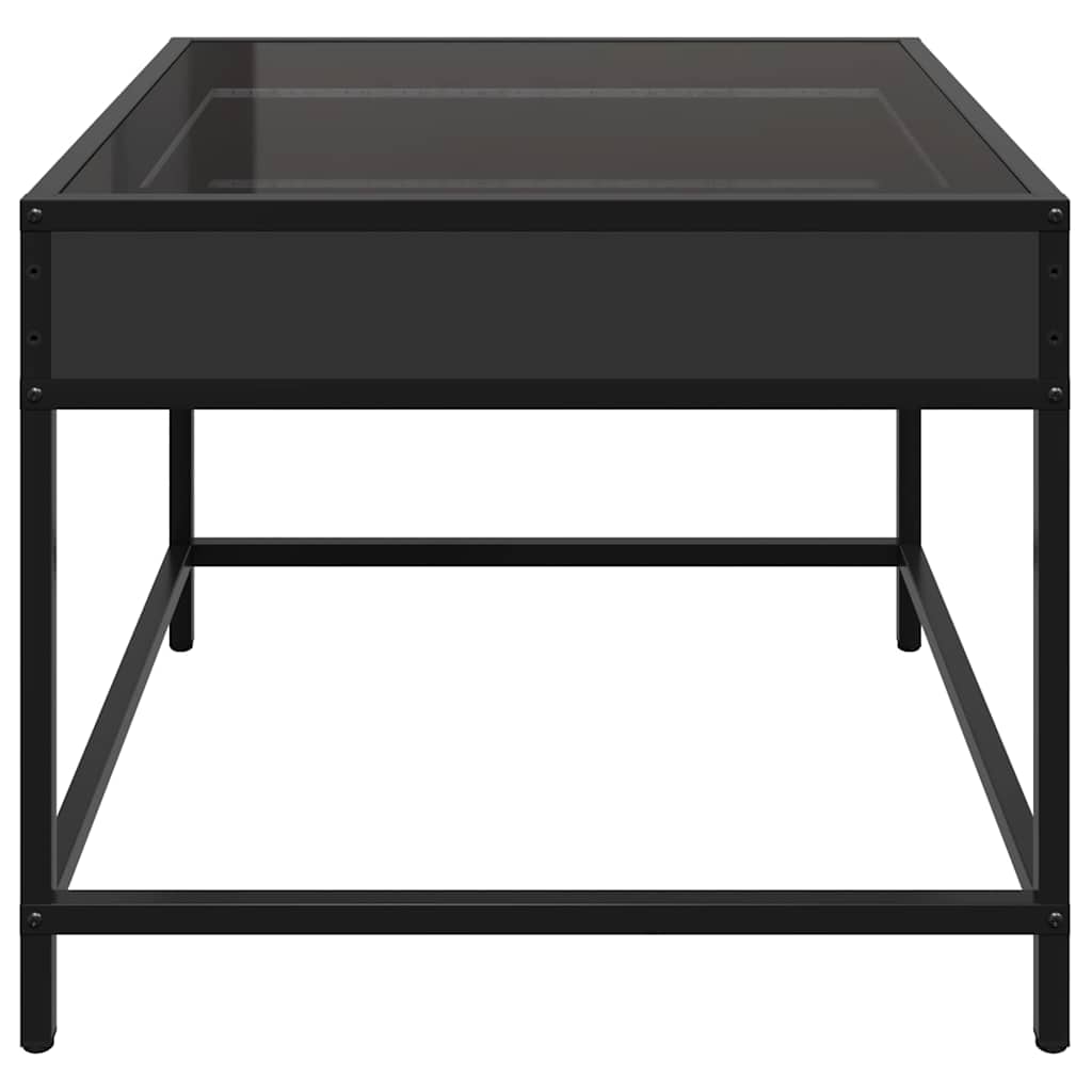 fekete végtelen hatású LED-es dohányzóasztal 50 x 50 x 41 cm