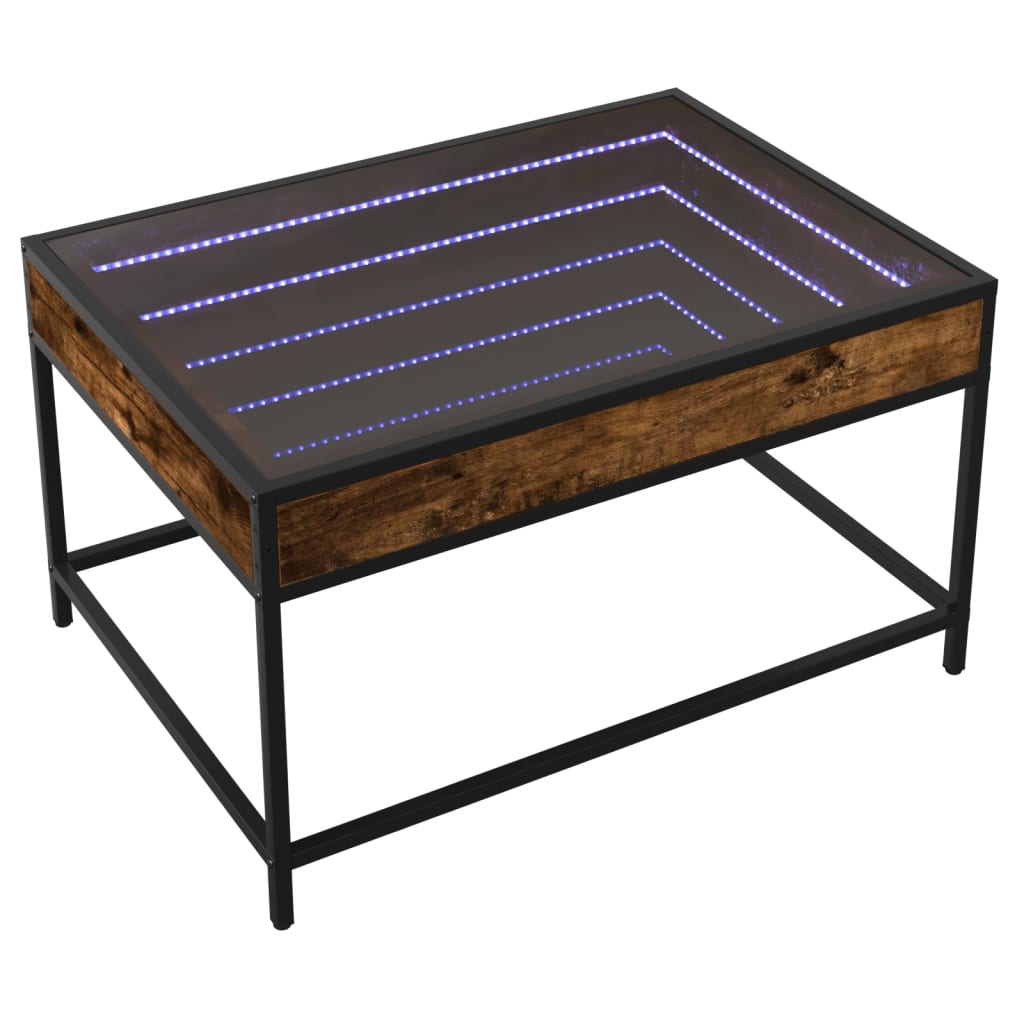 füstös tölgy végtelen hatású LED-es dohányzóasztal 70x50x41 cm