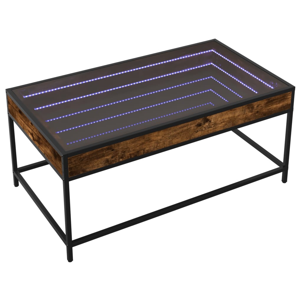füstös tölgy végtelen hatású LED-es dohányzóasztal 90x50x41 cm