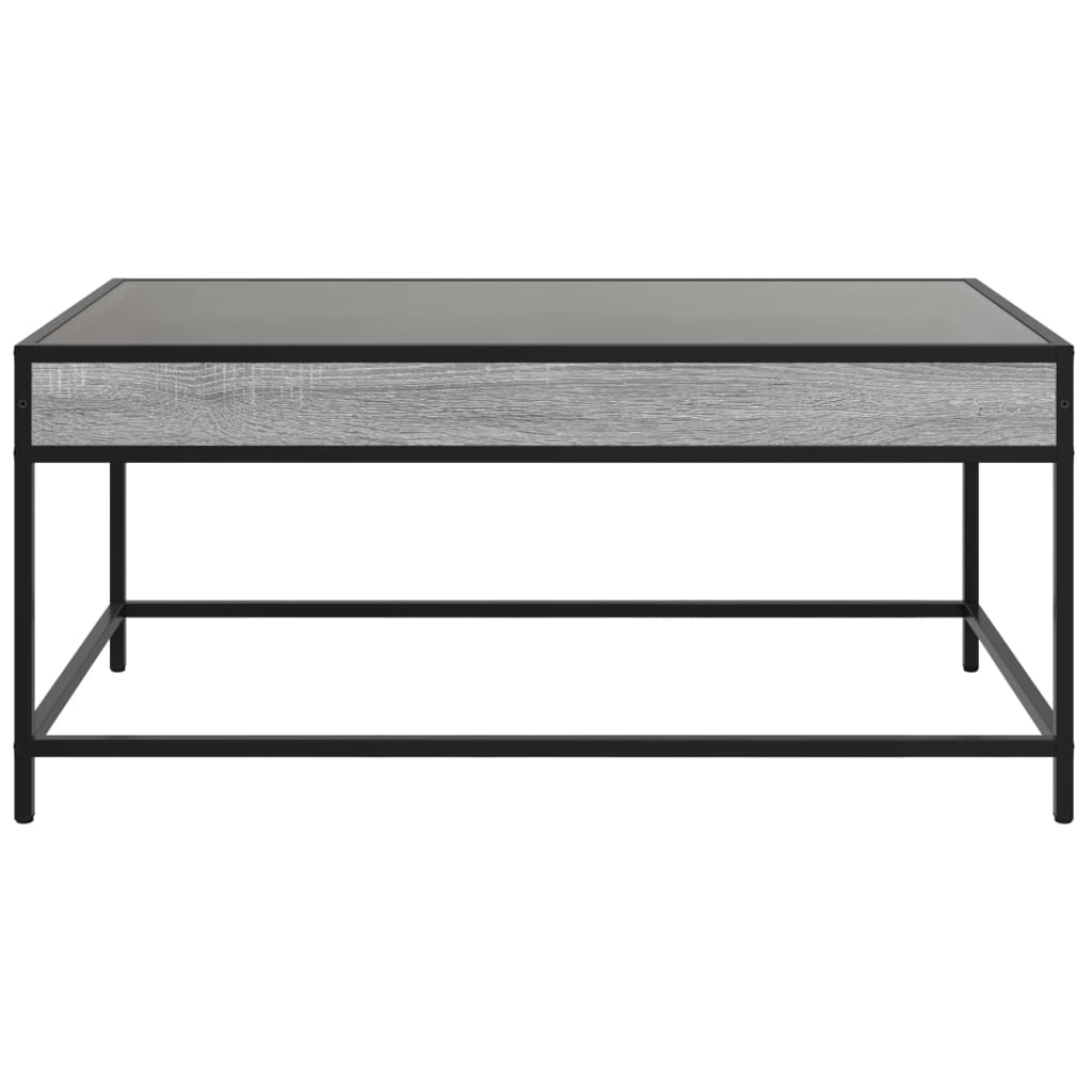 szürke sonoma végtelen hatású LED-es dohányzóasztal 90x50x41 cm
