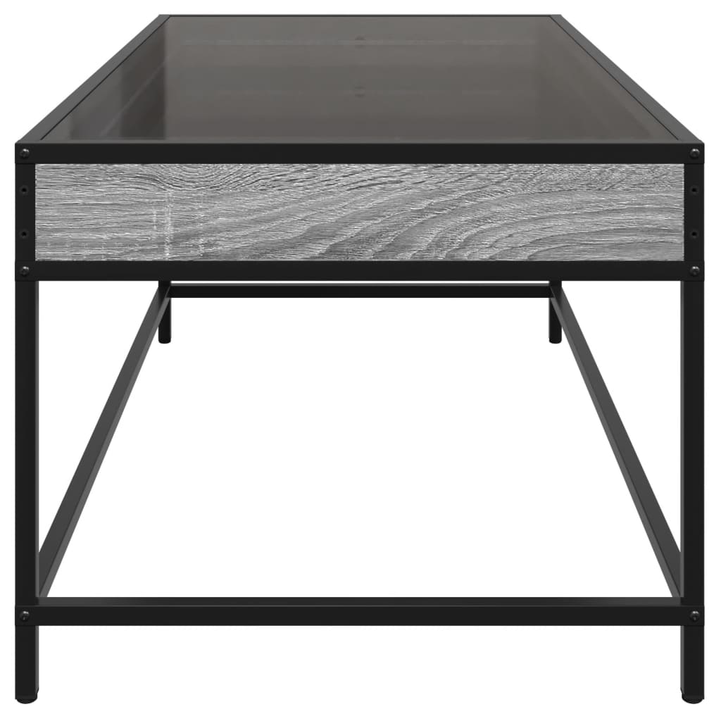 szürke sonoma végtelen hatású LED-es dohányzóasztal 90x50x41 cm