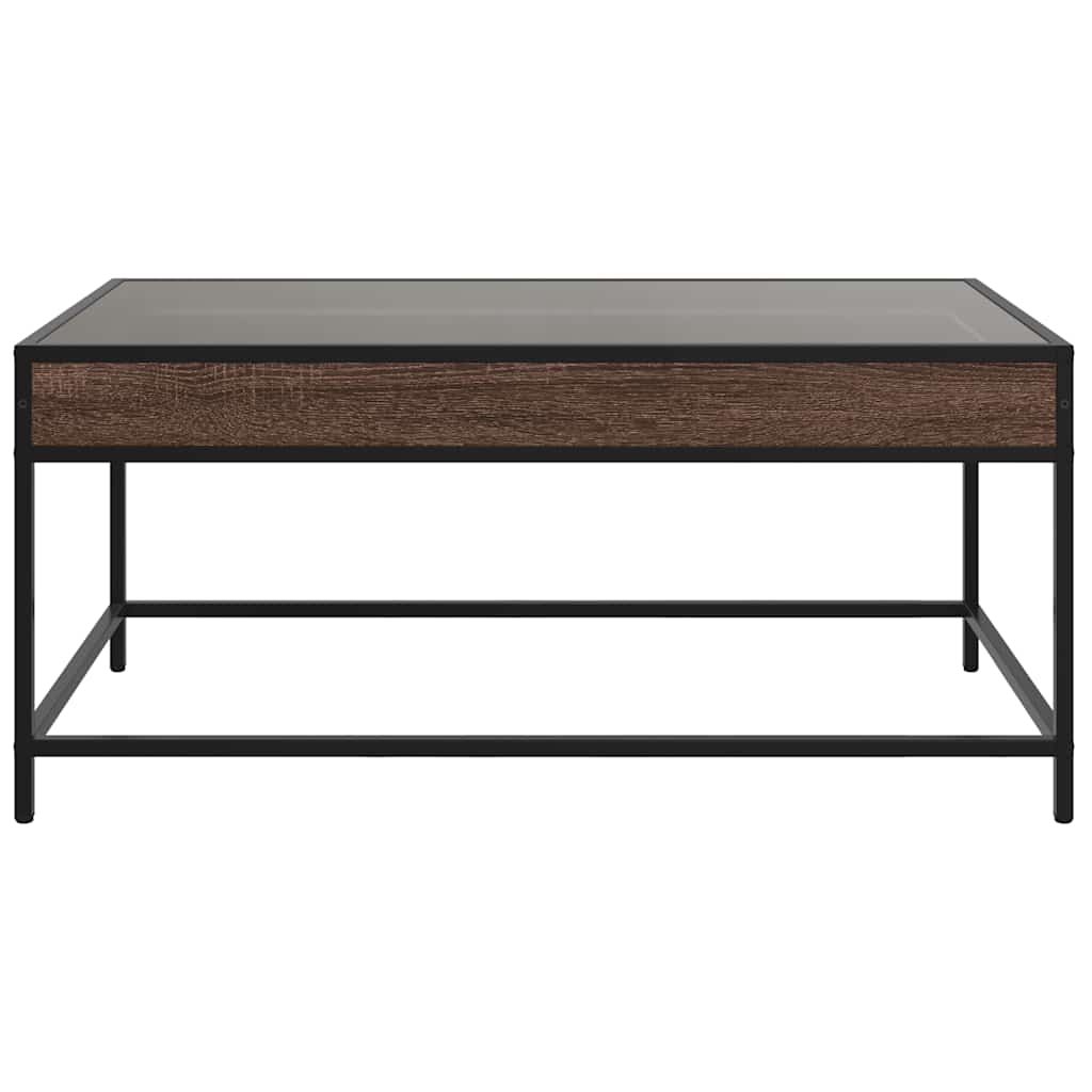 barna tölgy végtelen hatású LED-es dohányzóasztal 90x50x41 cm