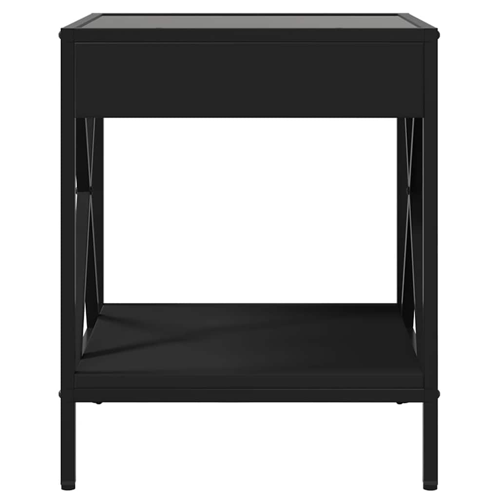 fekete végtelen hatású LED-es dohányzóasztal 40 x 40 x 49 cm