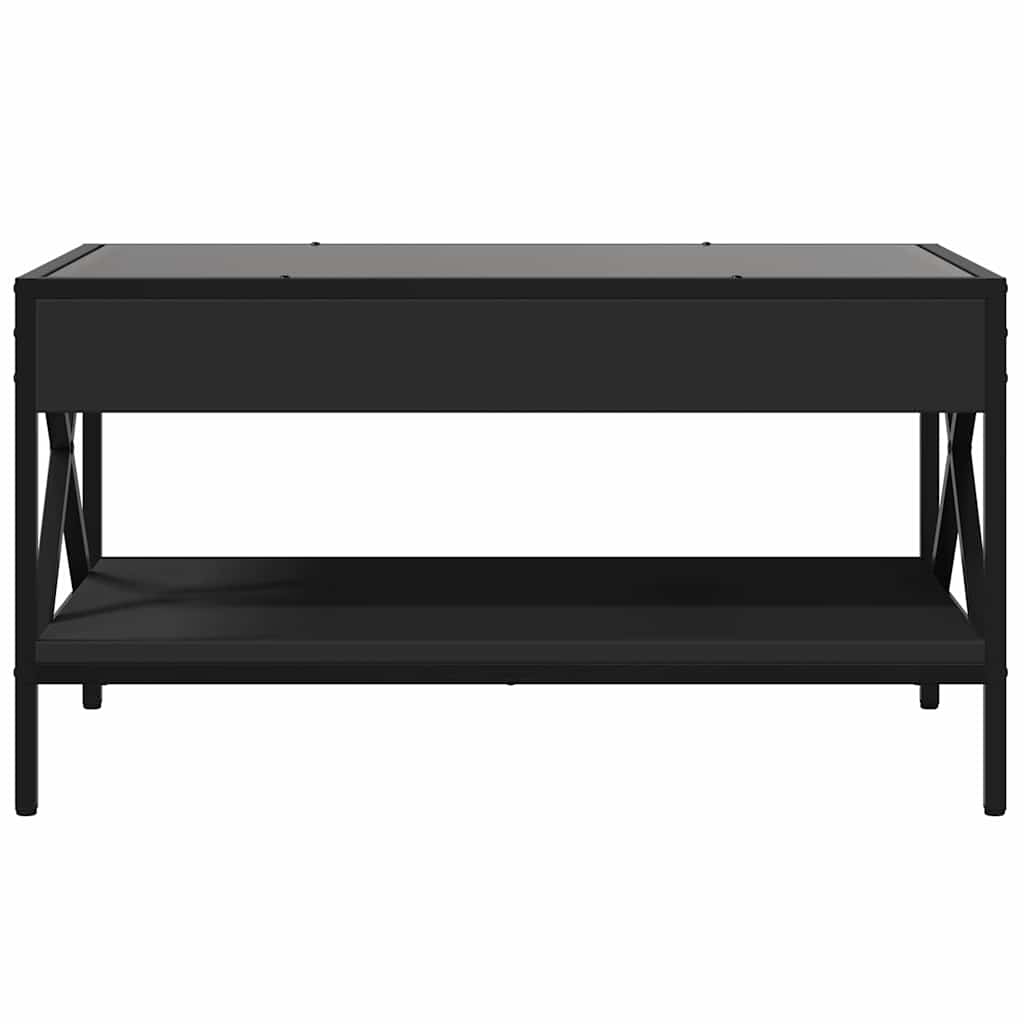 fekete végtelen hatású LED-es dohányzóasztal 70 x 50 x 38 cm