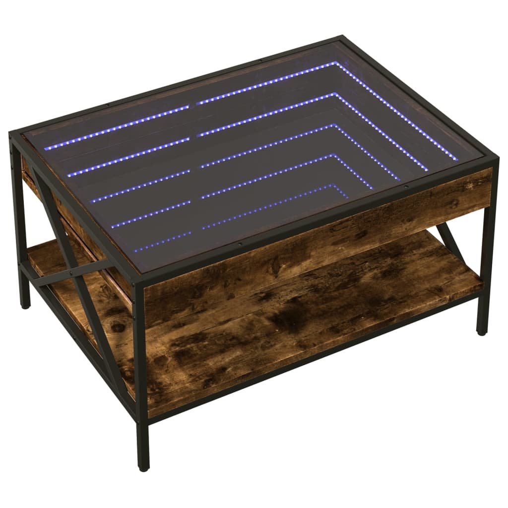 füstös tölgy végtelen hatású LED-es dohányzóasztal 70x50x38 cm