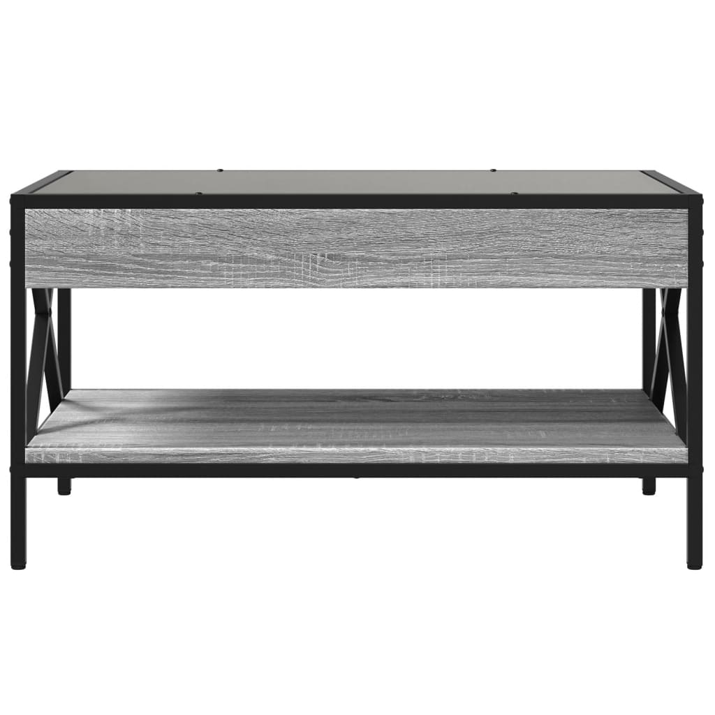 szürke sonoma végtelen hatású LED-es dohányzóasztal 70x50x38 cm