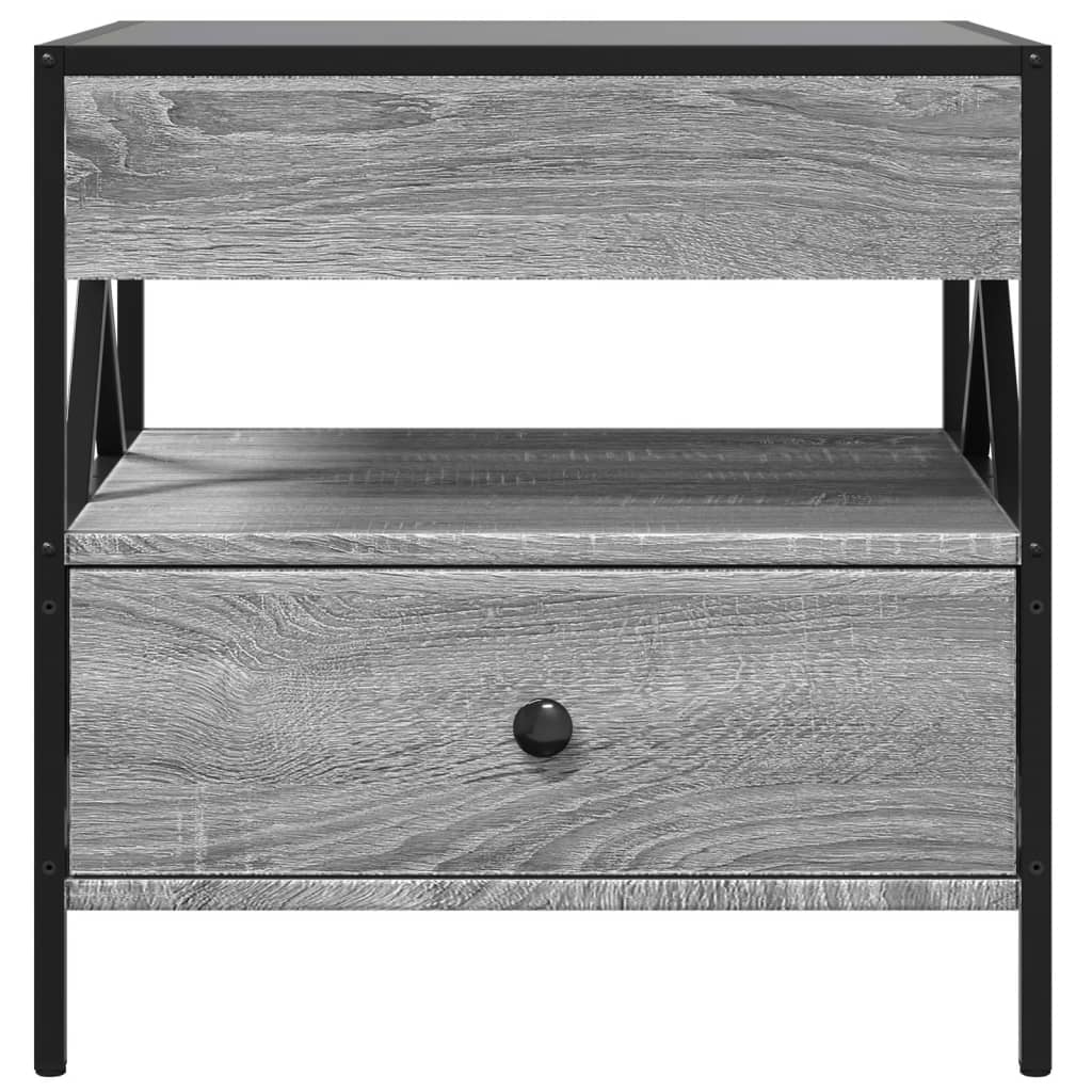 szürke sonoma végtelen hatású LED-es dohányzóasztal 50x50x51 cm