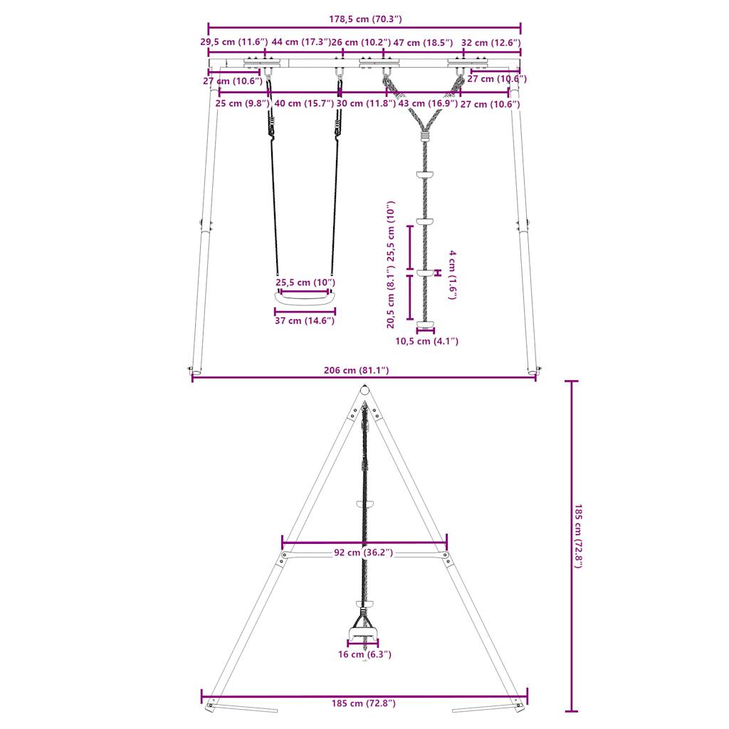 kültéri hintaszett hintával és tárcsás hintával