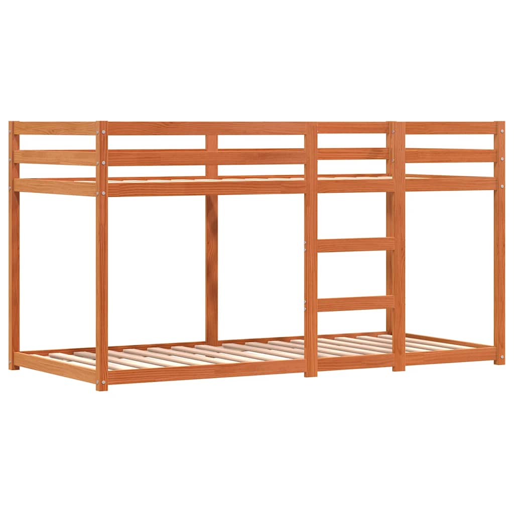 kék tömör fenyőfa emeletes ágy függönyökkel 80 x 200 cm