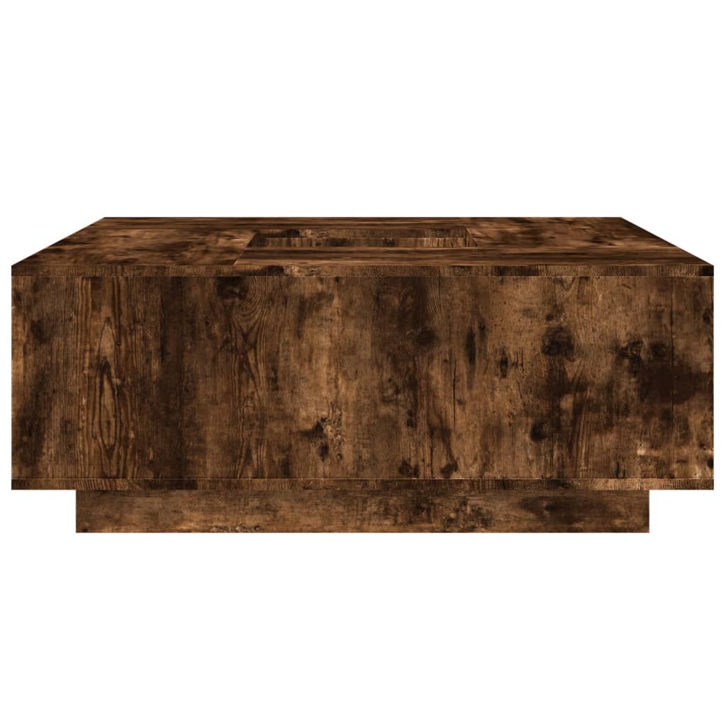 füstös tölgy színű szerelt fa dohányzóasztal 100x100x40 cm