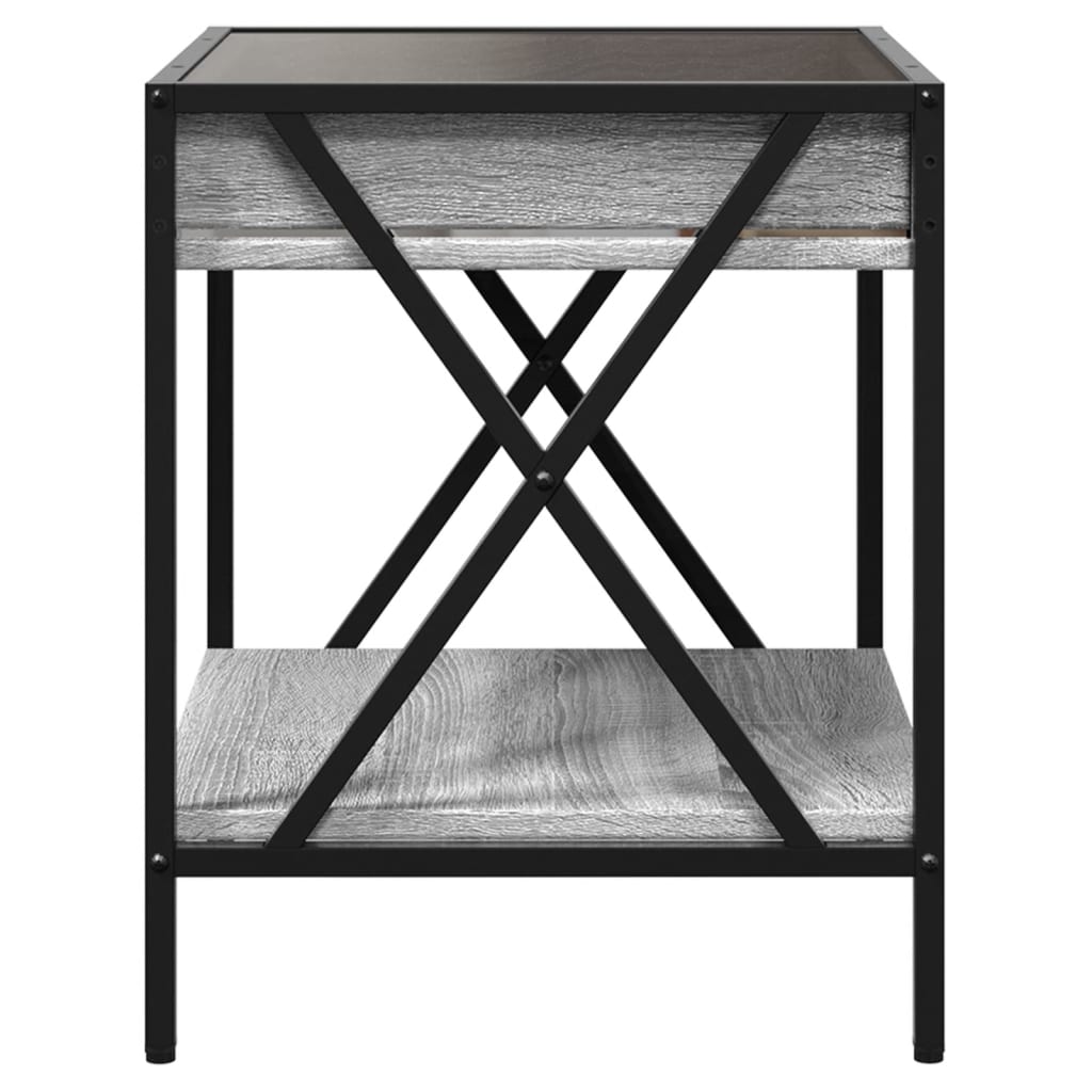 szürke sonoma végtelen hatású LED-es éjjeliszekrény 40x40x49 cm