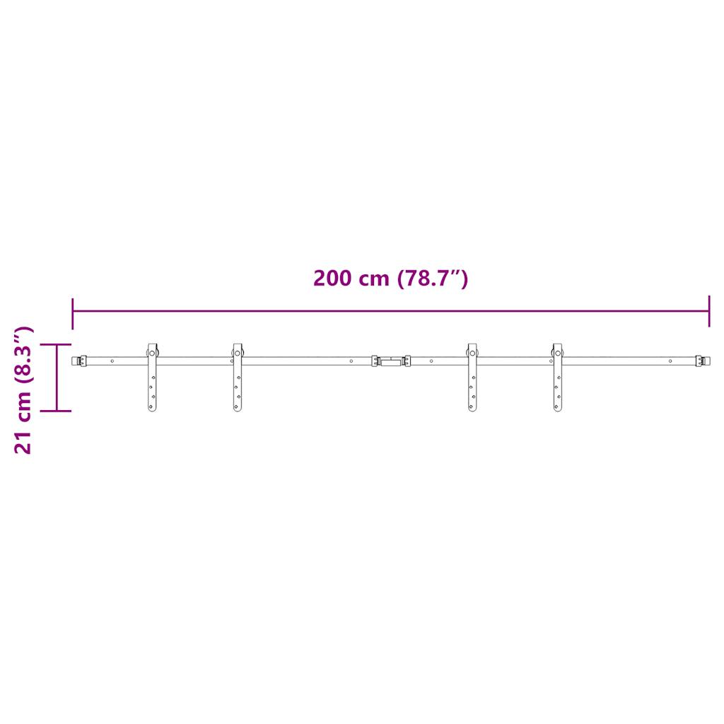 Tolószekrény ajtókészlet 200 cm szénacél