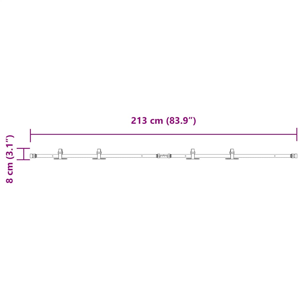 Tolószekrény ajtókészlet 213 cm szénacél