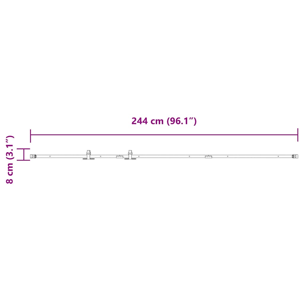 Tolószekrény ajtókészlet 244 cm szénacél