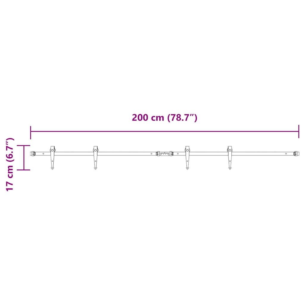Tolószekrény ajtókészlet 200 cm szénacél