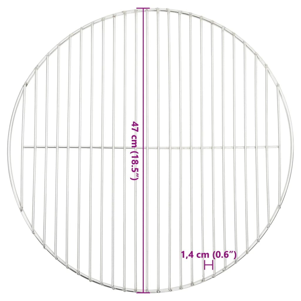 kerek 304 rozsdamentes acél BBQ grillrács Ø47 cm