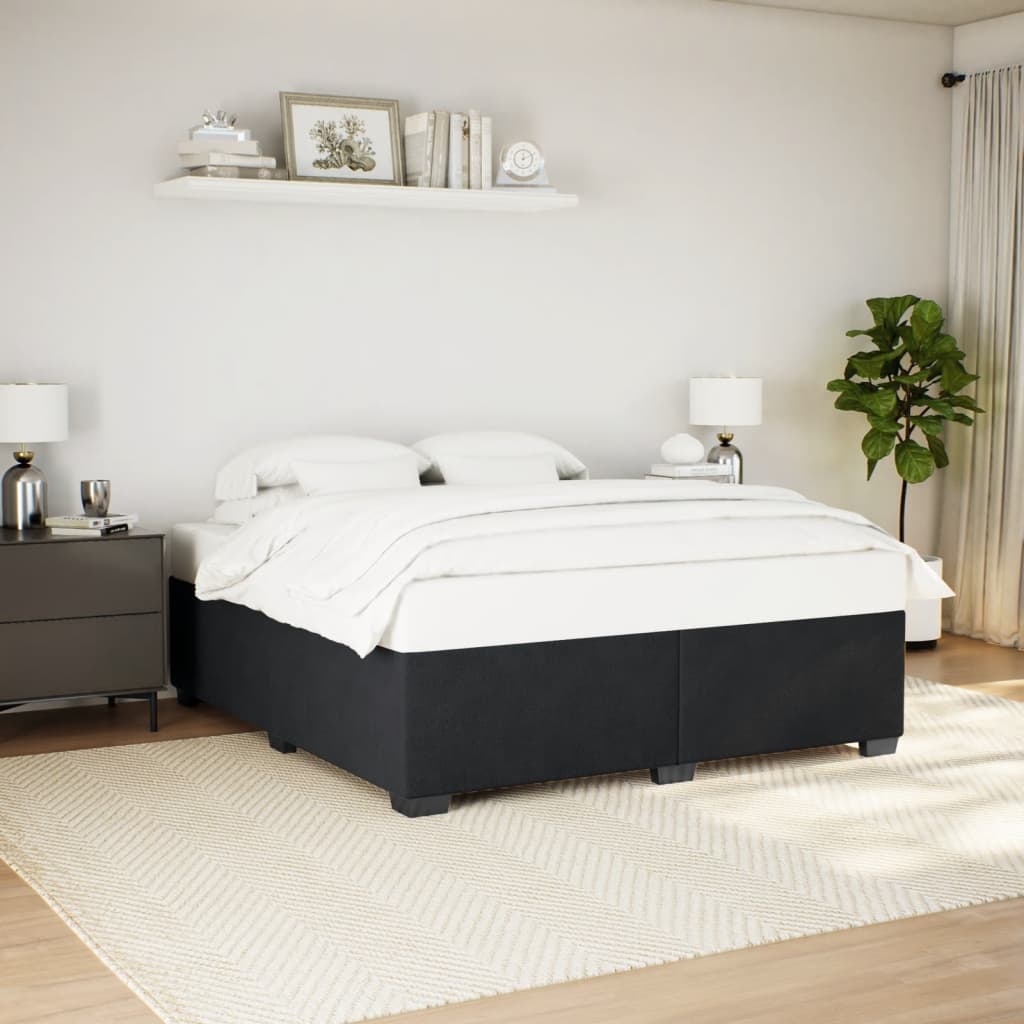 fekete bársony ágykeret matrac nélkül 200 x 200 cm
