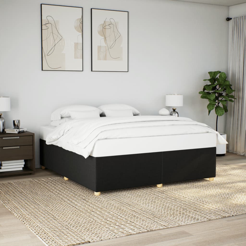 fekete szövet ágykeret matrac nélkül 200 x 200 cm