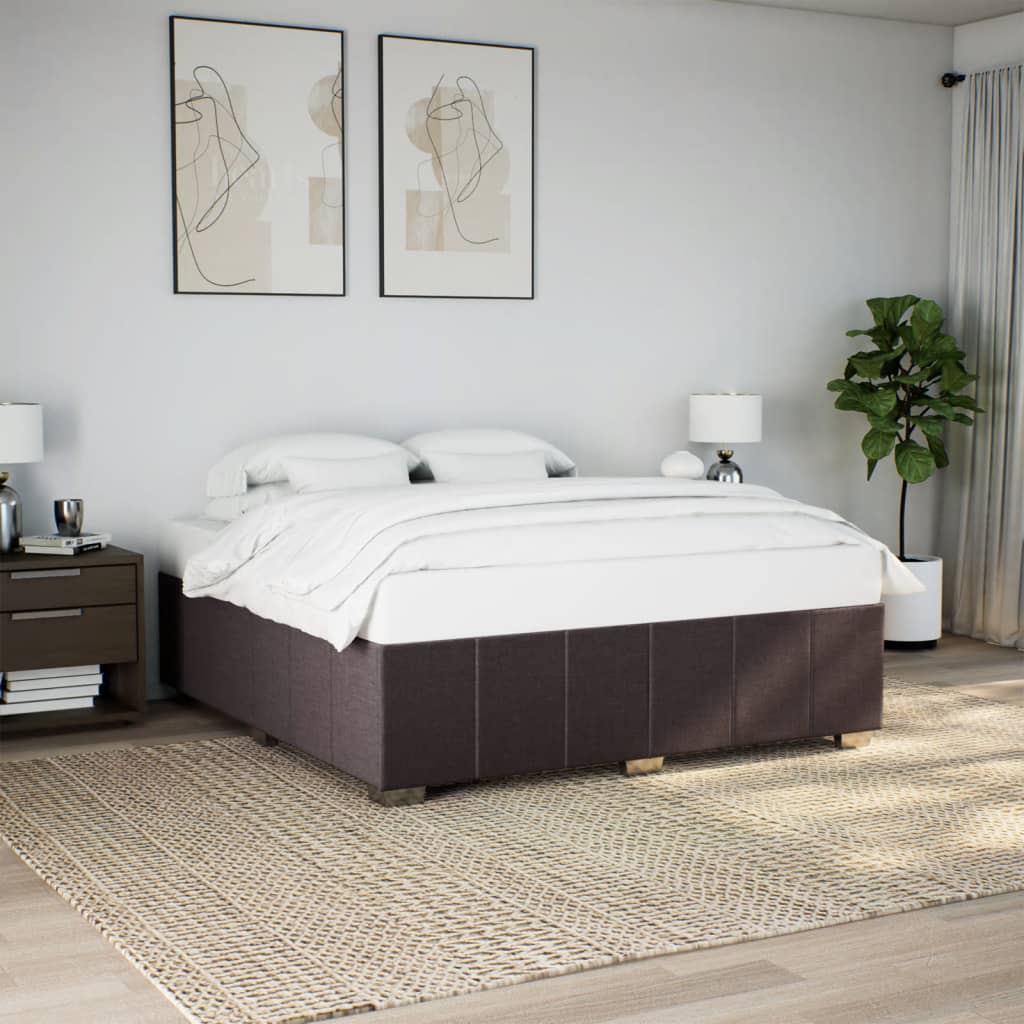 sötétbarna szövet ágykeret matrac nélkül 200 x 200 cm