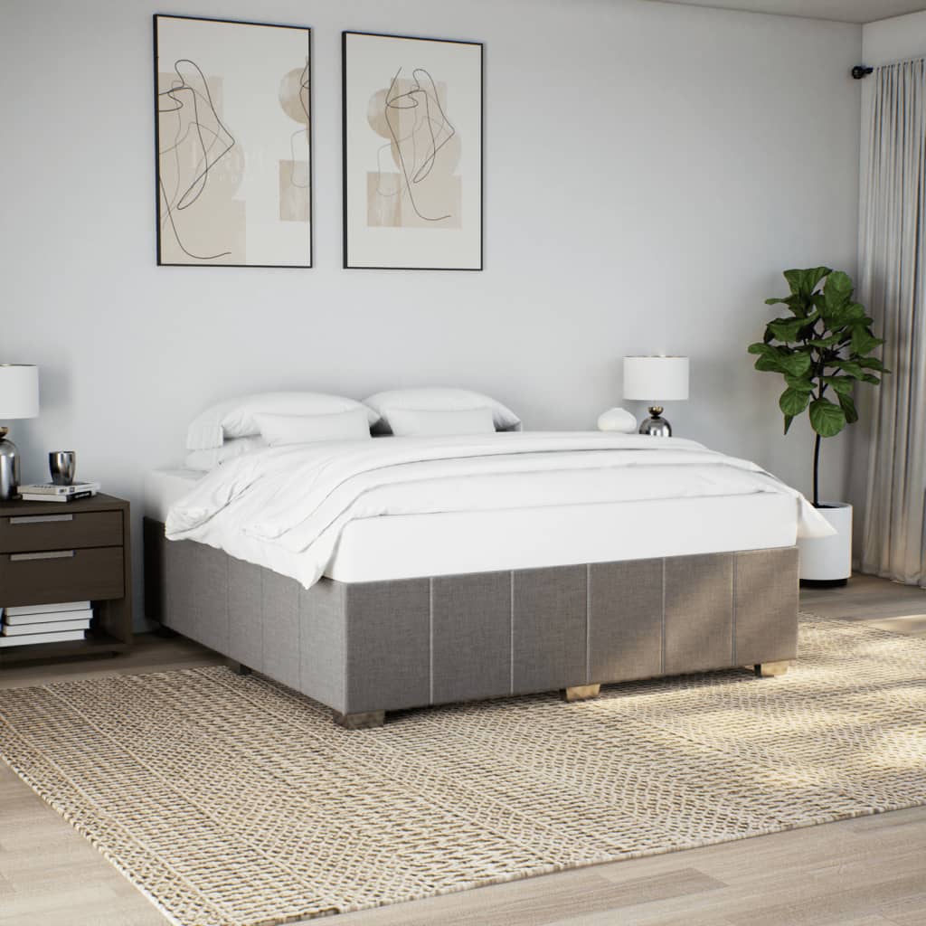 tópszínű szövet ágykeret matrac nélkül 200 x 200 cm