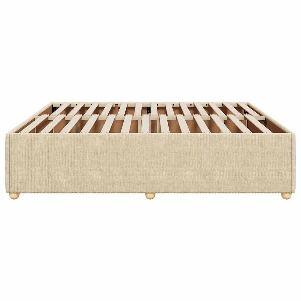 krémszínű szövet ágykeret matrac nélkül 180 x 200 cm