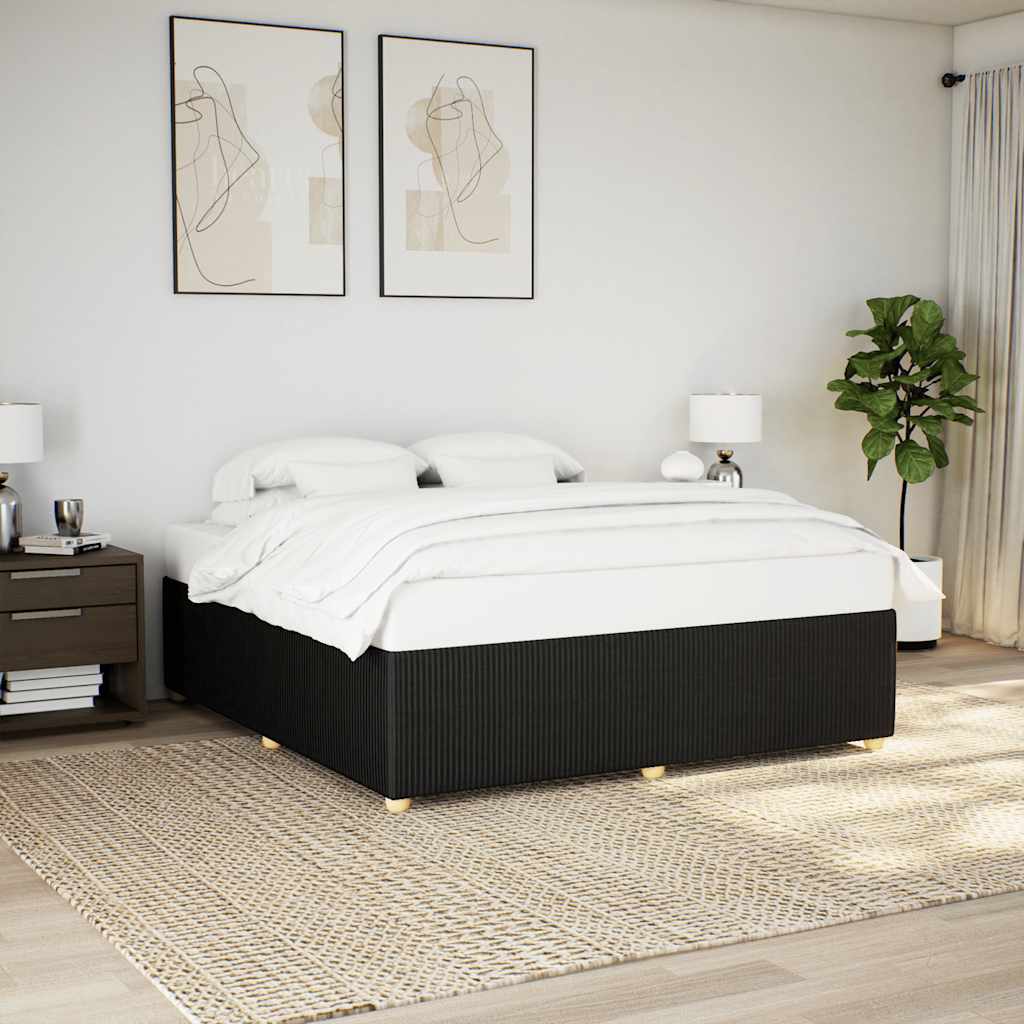 fekete szövet ágykeret matrac nélkül 200 x 200 cm