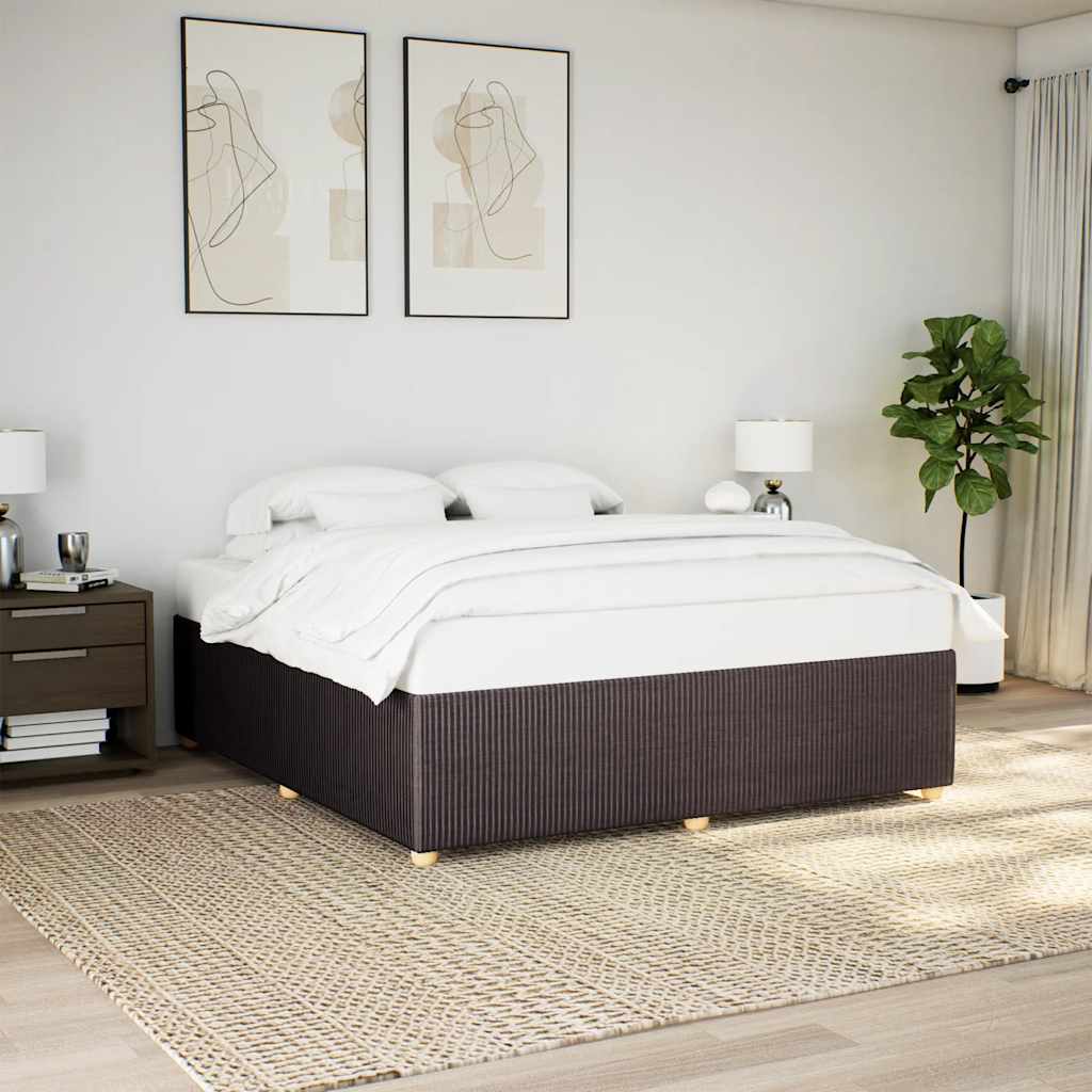 sötétbarna szövet ágykeret matrac nélkül 200 x 200 cm