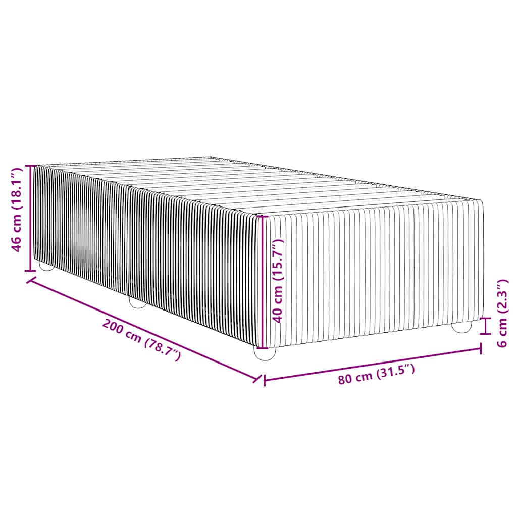 sötétszürke bársony ágykeret matrac nélkül 80x200 cm