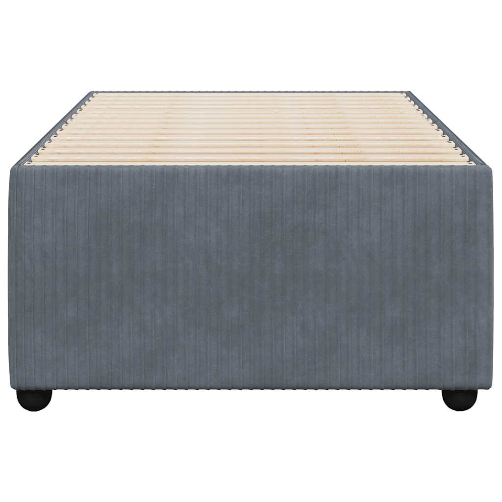 sötétszürke bársony ágykeret matrac nélkül 90x200 cm