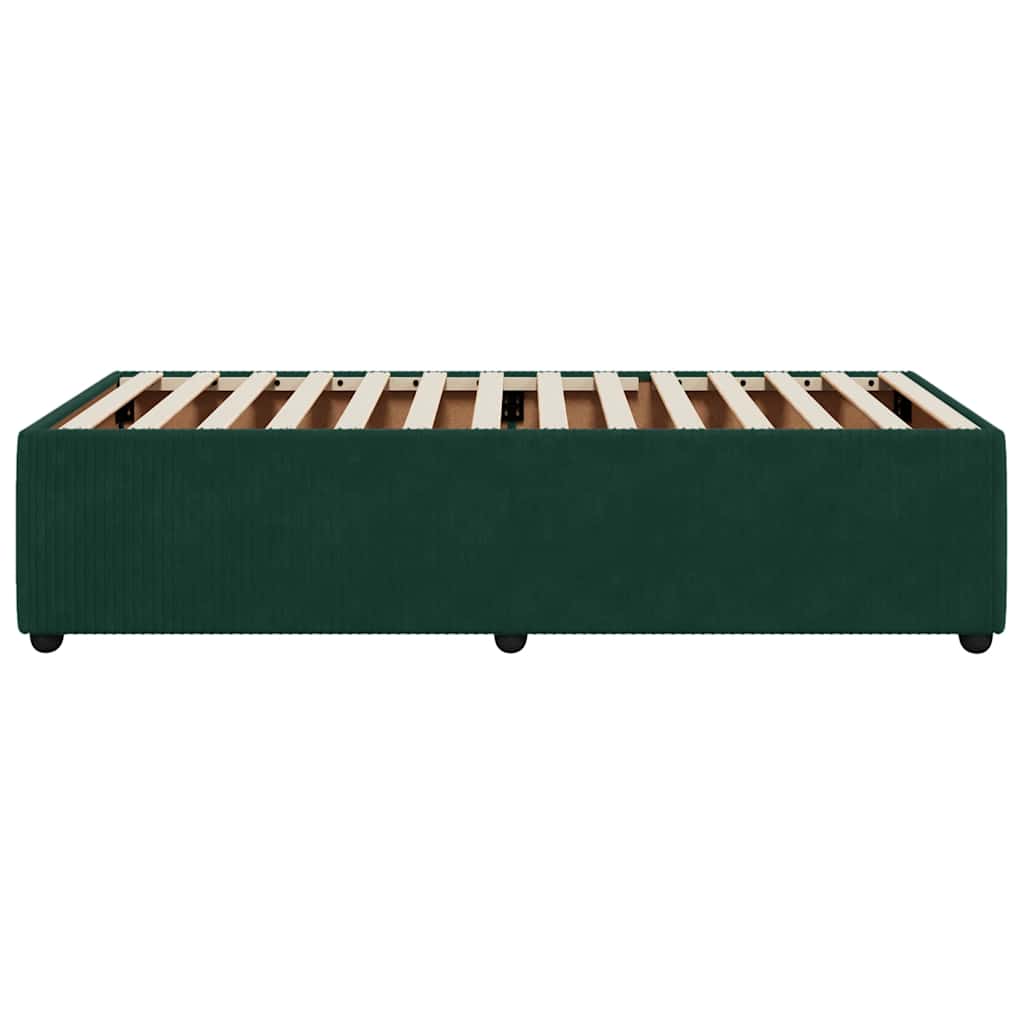 sötétzöld bársony ágykeret matrac nélkül 90x200 cm