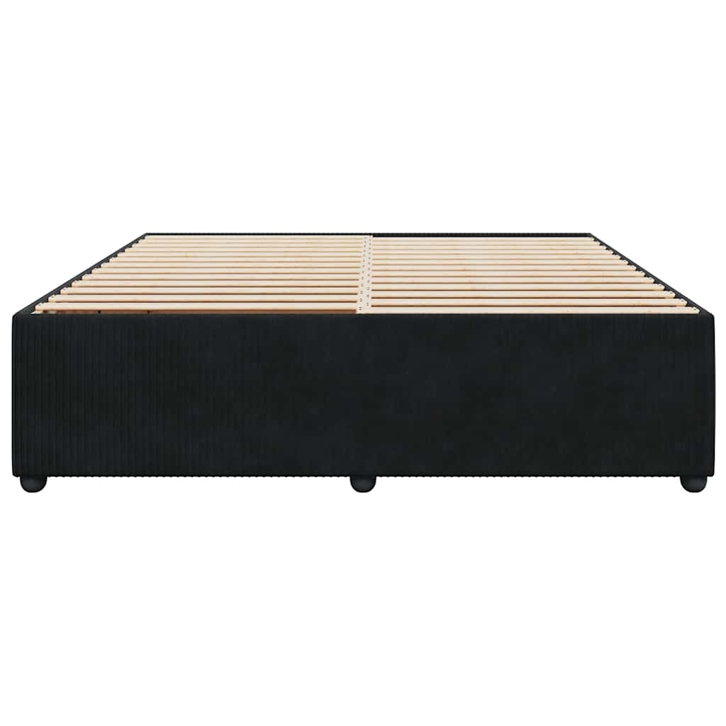 fekete bársony ágykeret matrac nélkül 200 x 200 cm