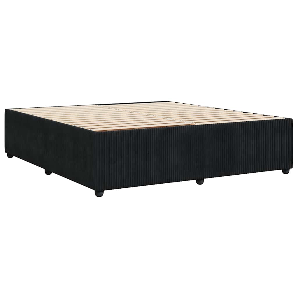 fekete bársony ágykeret matrac nélkül 200 x 200 cm