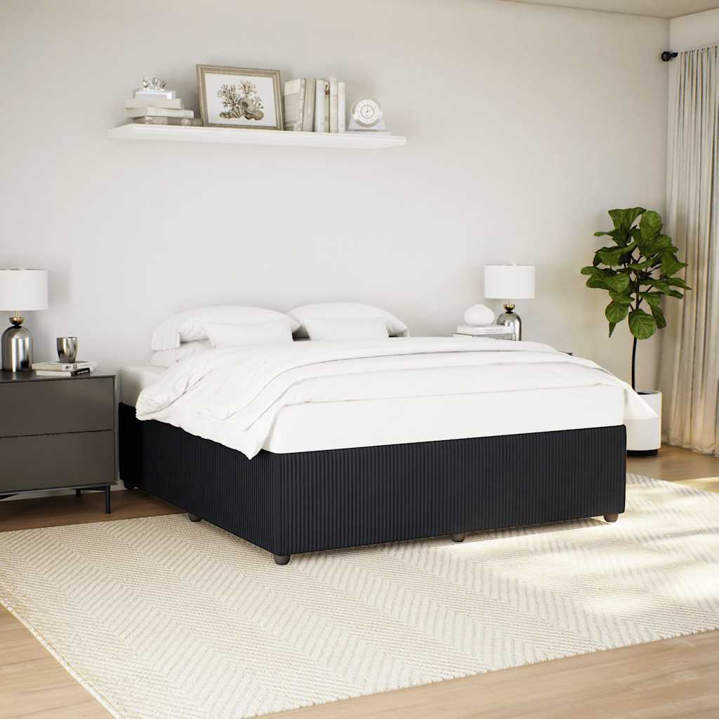 fekete bársony ágykeret matrac nélkül 200 x 200 cm