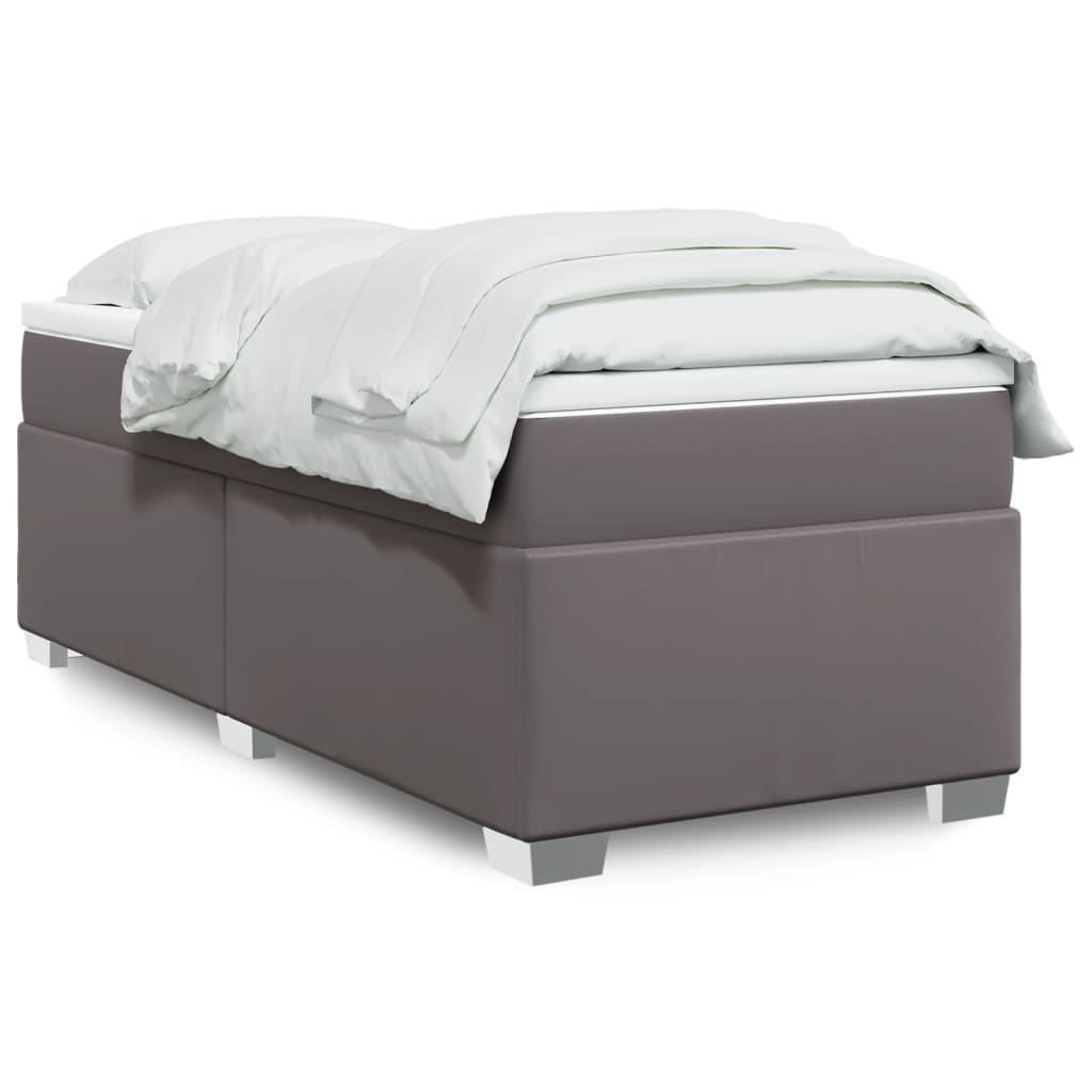 szürke műbőr rugós ágy matraccal 80 x 200 cm