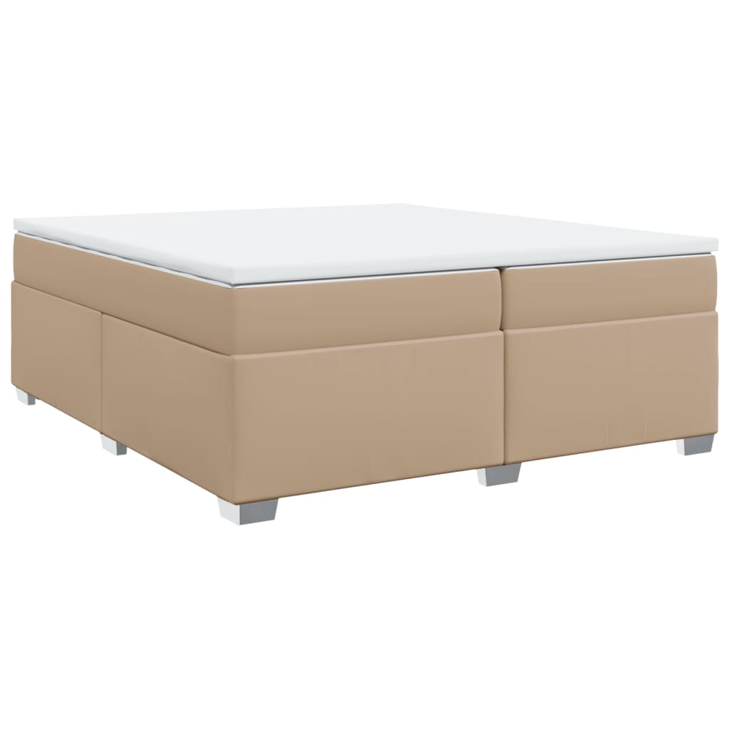 cappuccino színű műbőr rugós ágy matraccal 200 x 200 cm