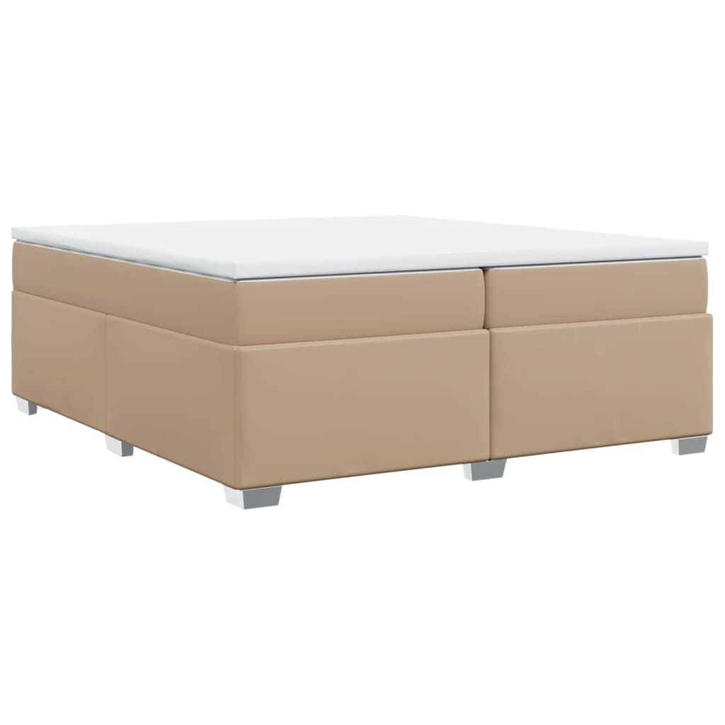 cappuccino színű műbőr rugós ágy matraccal 200 x 200 cm