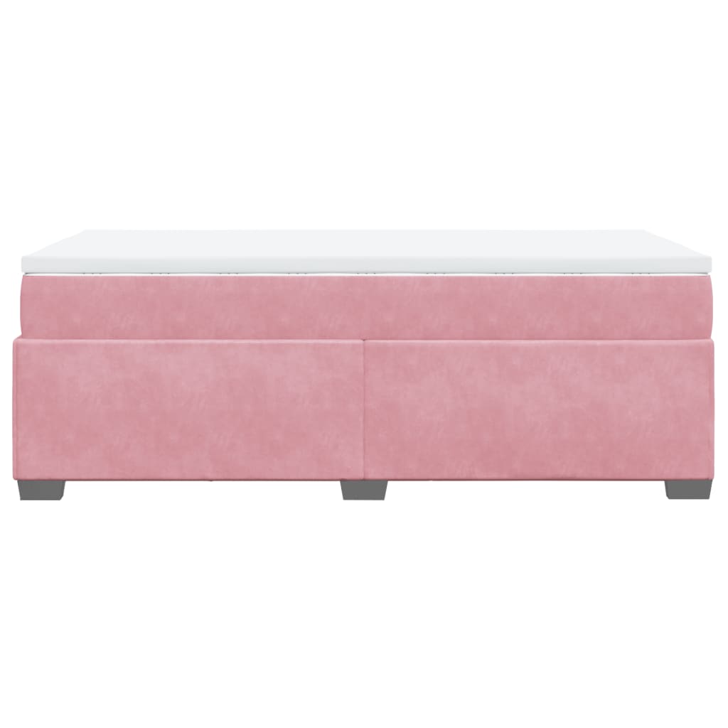 rózsaszín bársony rugós ágy matraccal 80 x 200 cm