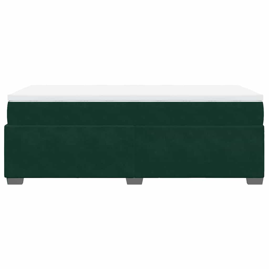 sötétzöld bársony rugós ágy matraccal 100 x 200 cm