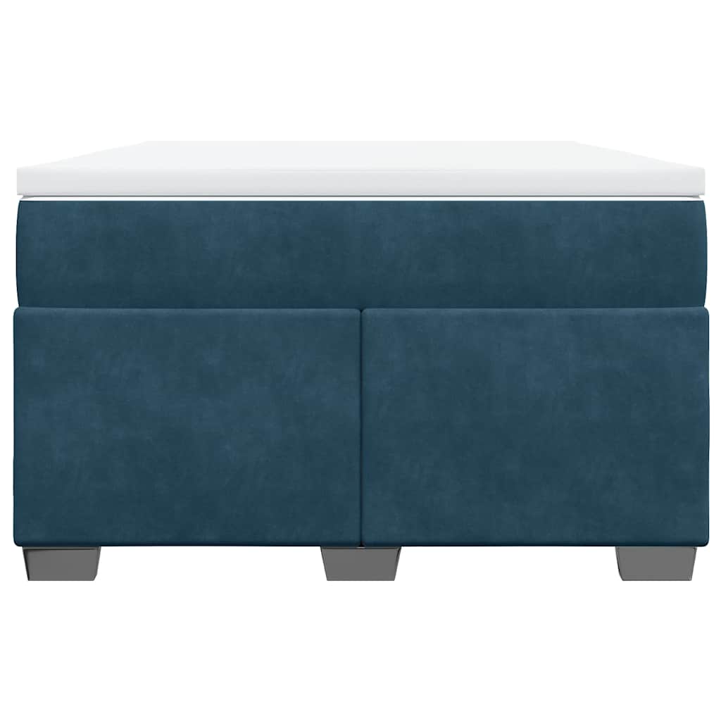 sötétkék bársony rugós ágy matraccal 120x190 cm