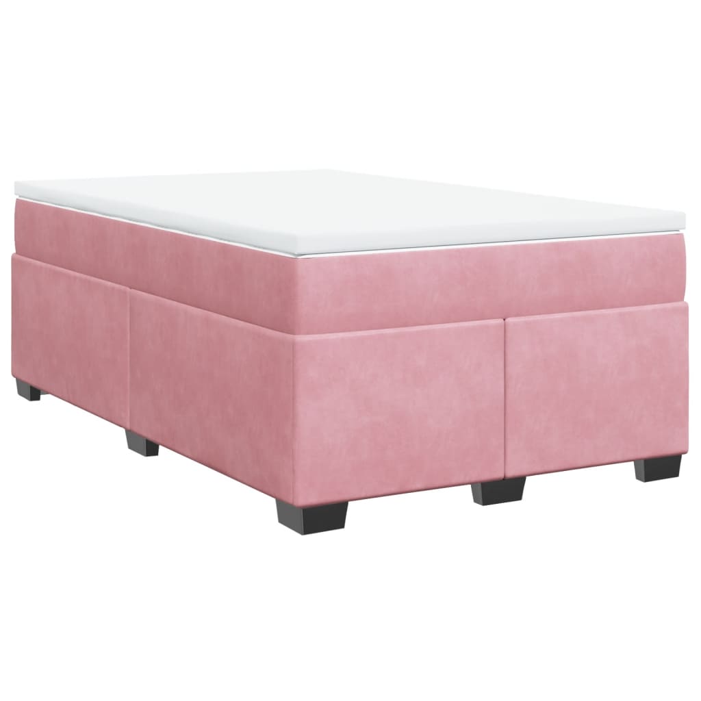 rózsaszín bársony rugós ágy matraccal 120 x 190 cm