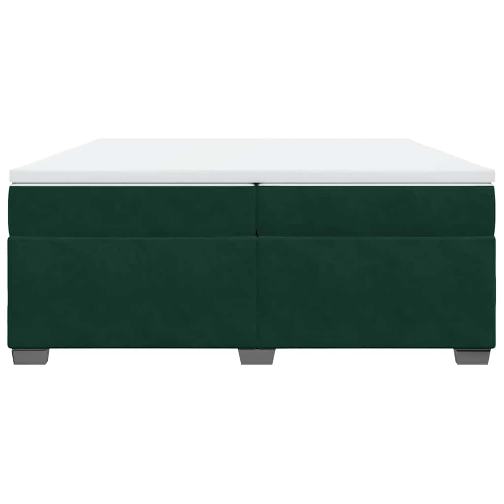 sötétzöld bársony rugós ágy matraccal 200x200 cm