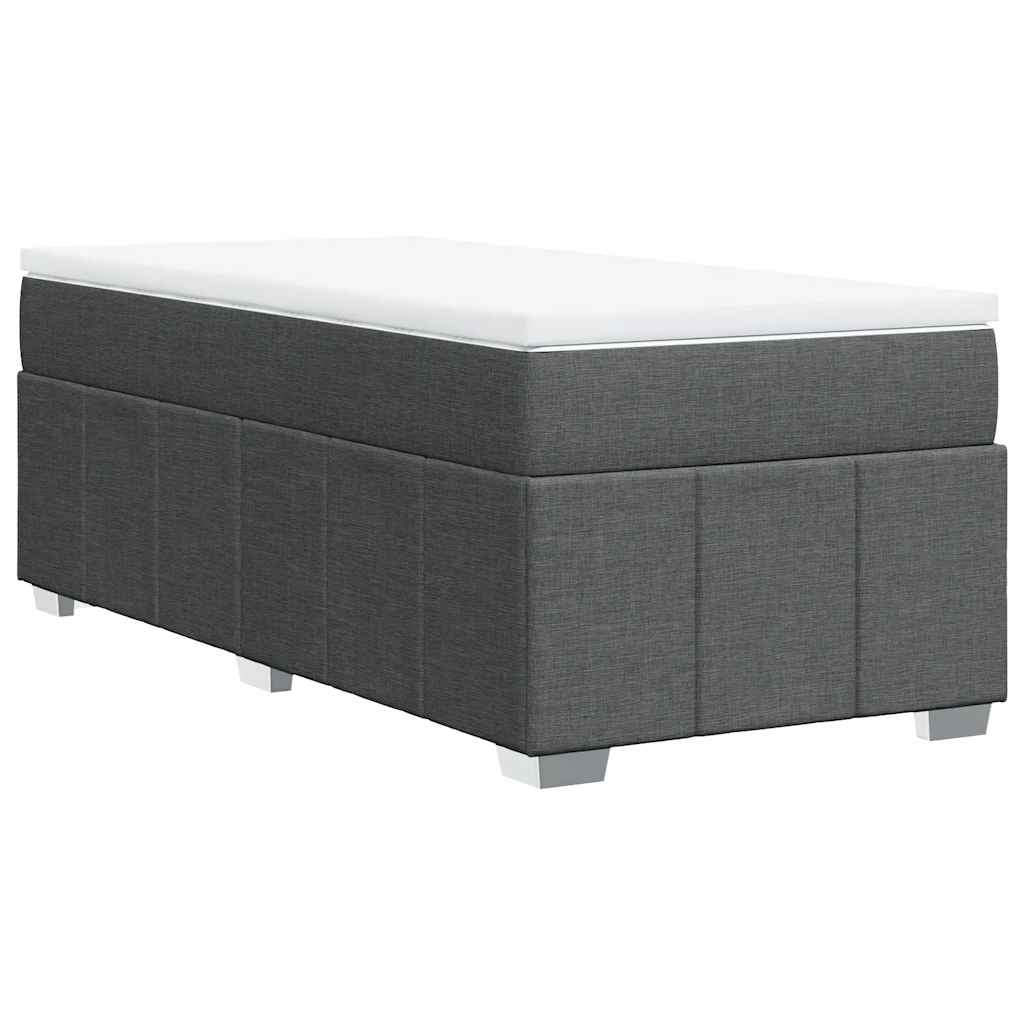 sötétszürke szövet rugós ágy matraccal 100 x 200 cm