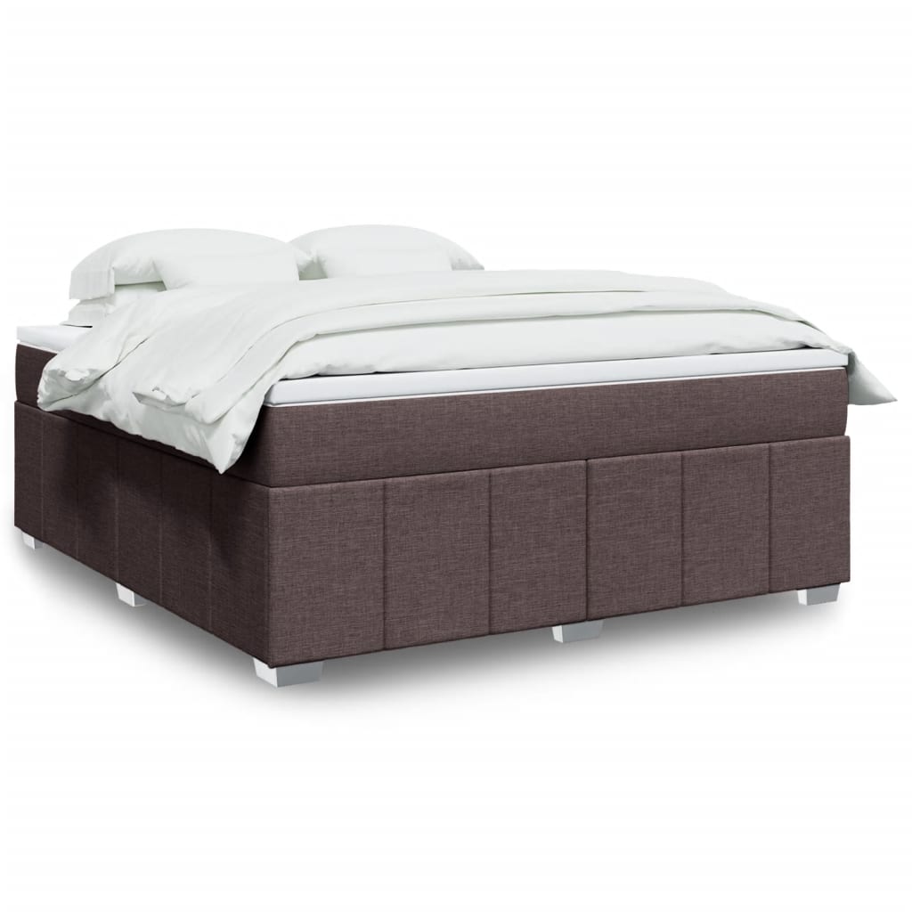 sötétbarna szövet rugós ágy matraccal 180 x 200 cm