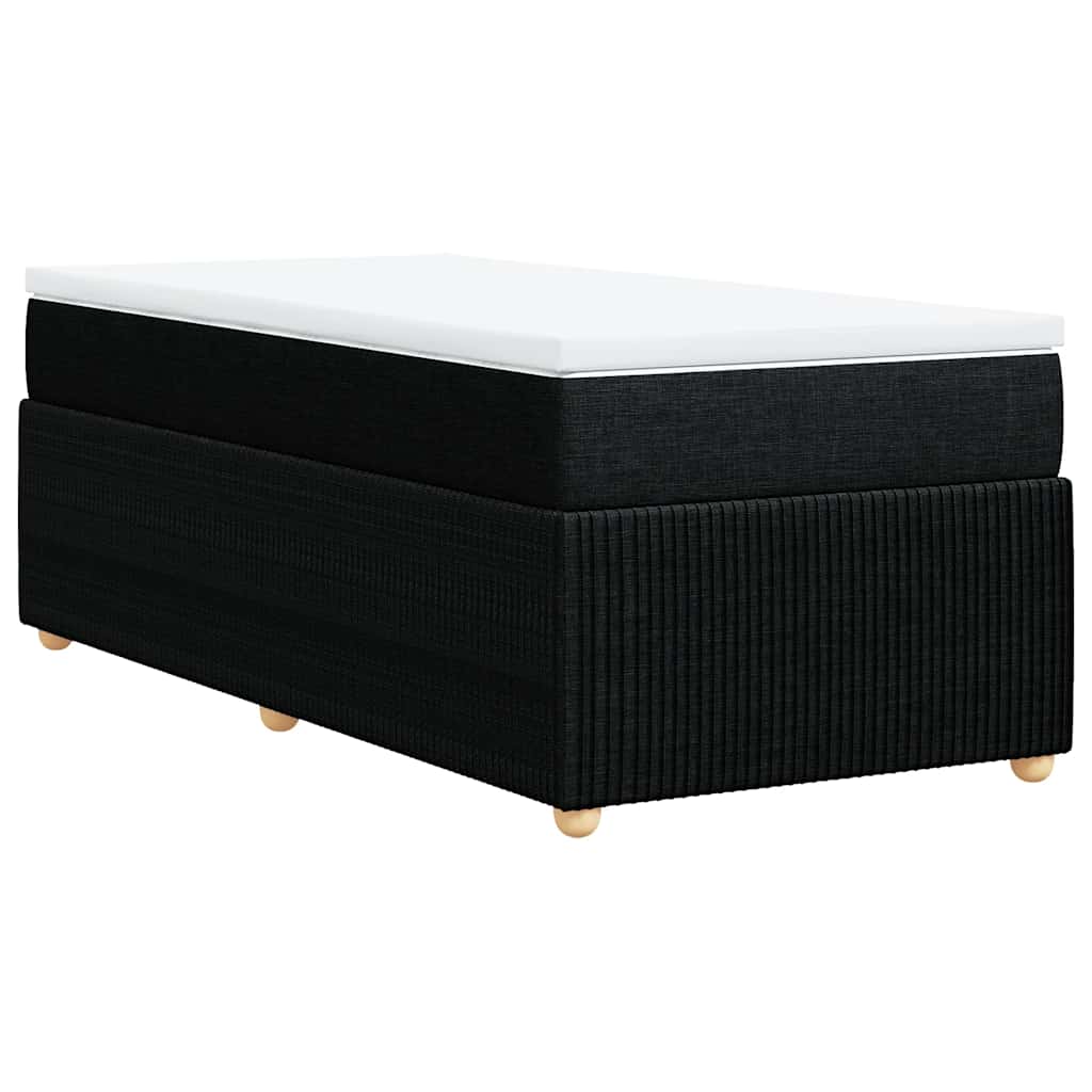 fekete szövet rugós ágy matraccal 80 x 200 cm